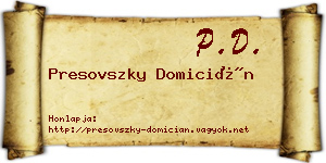 Presovszky Domicián névjegykártya